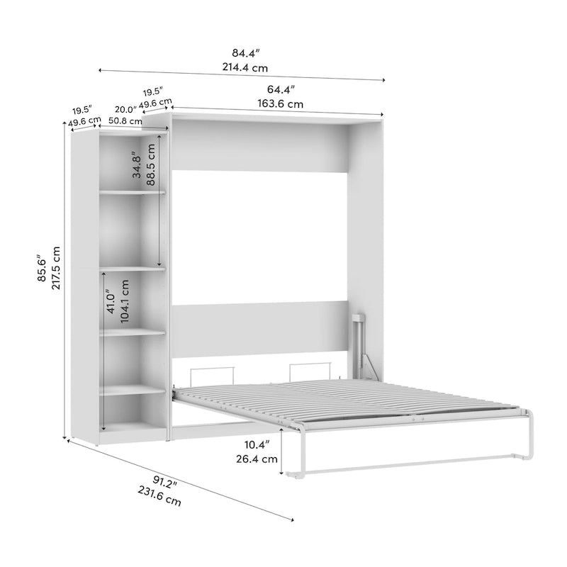 Queen Size Fold-Down Wall Murphy Bed with Brushed Nickel Hardware