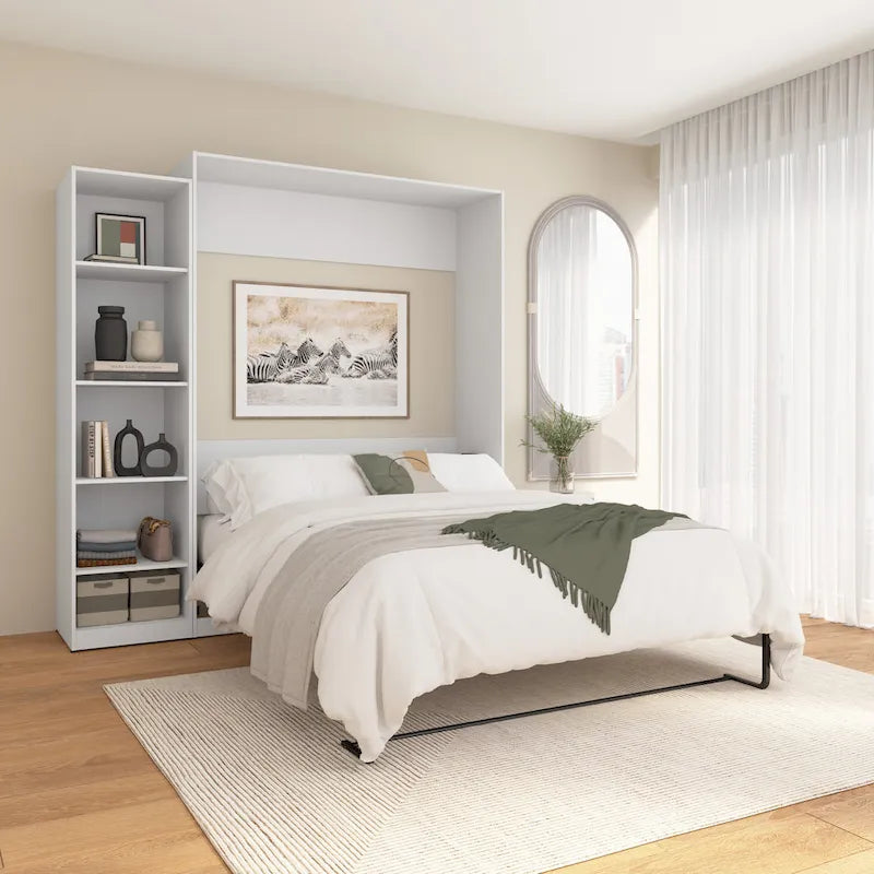 Queen Size Fold-Down Wall Murphy Bed with Brushed Nickel Hardware