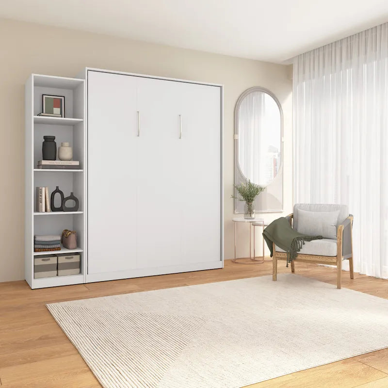 Queen Size Fold-Down Wall Murphy Bed with Brushed Nickel Hardware