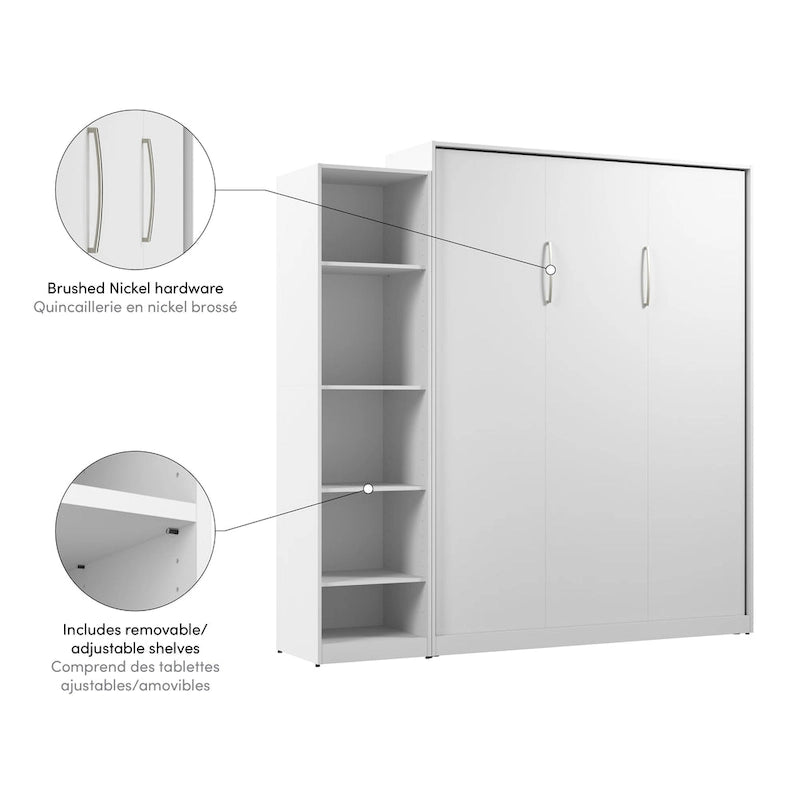 Queen Size Fold-Down Wall Murphy Bed with Brushed Nickel Hardware