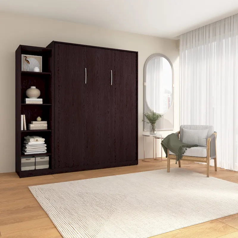 Queen Size Fold-Down Wall Murphy Bed with Brushed Nickel Hardware