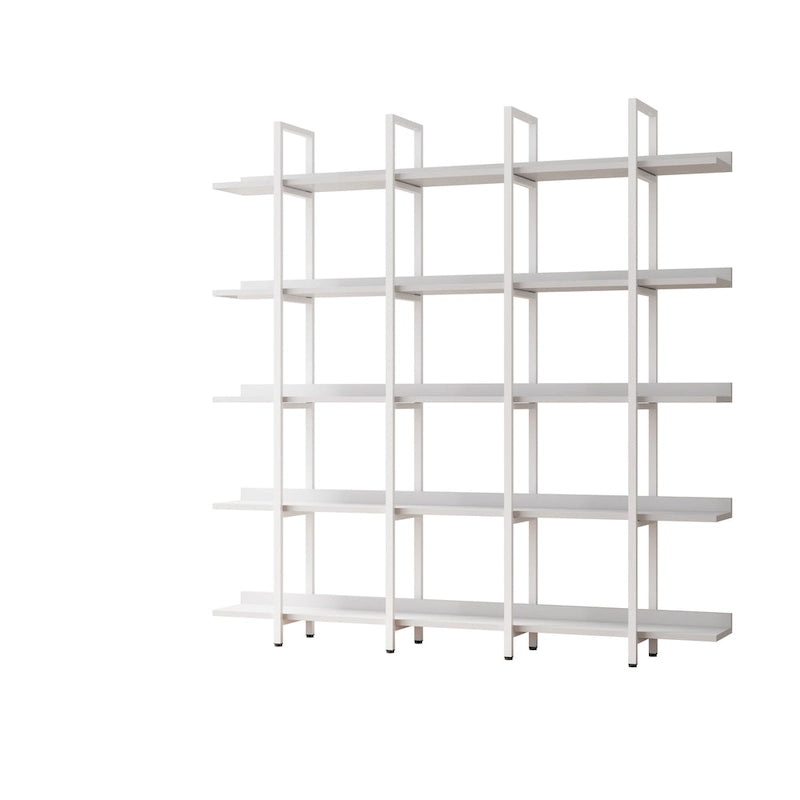 5-Tier Open Bookcase with Steel Frame MDF Shelves White Brown Black Grey