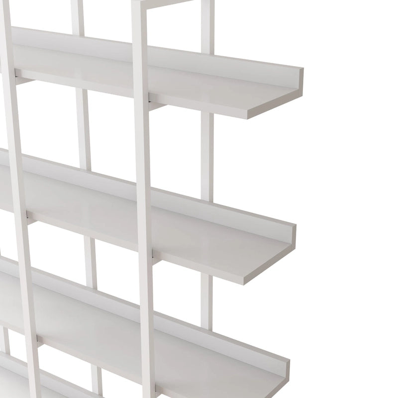 5-Tier Open Bookcase with Steel Frame MDF Shelves White Brown Black Grey