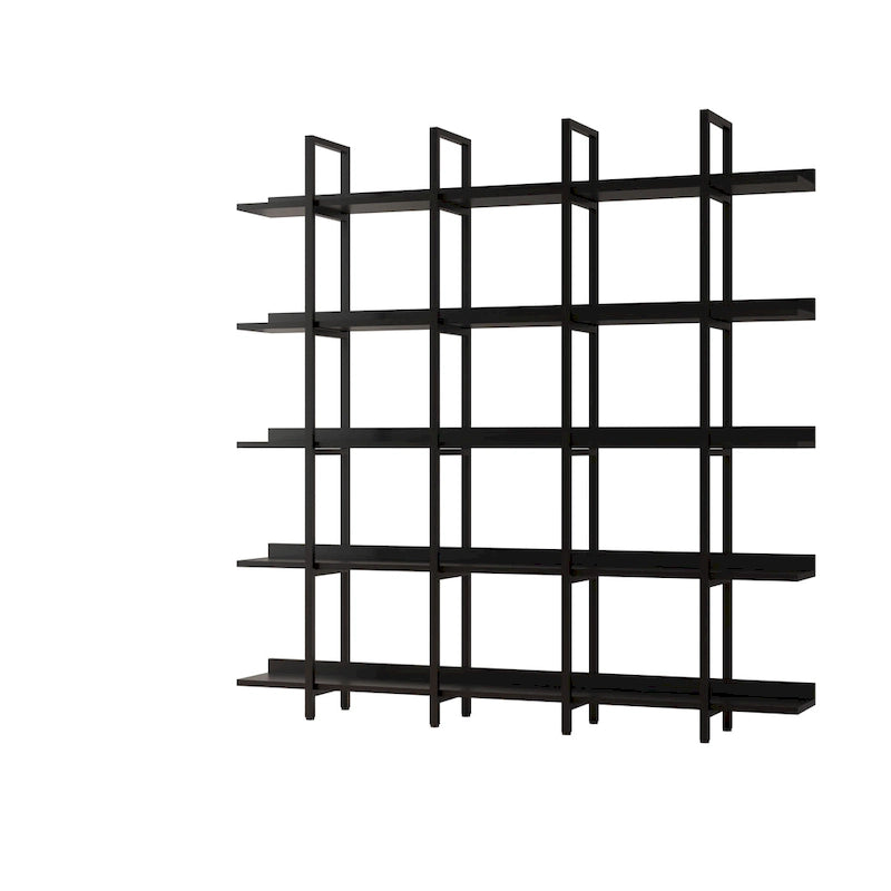 5-Tier Open Bookcase with Steel Frame MDF Shelves White Brown Black Grey