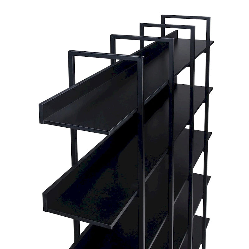5-Tier Open Bookcase with Steel Frame MDF Shelves White Brown Black Grey