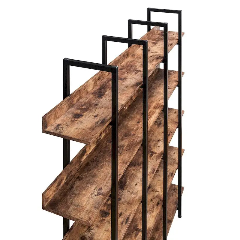 5-Tier Open Bookcase with Steel Frame MDF Shelves White Brown Black Grey