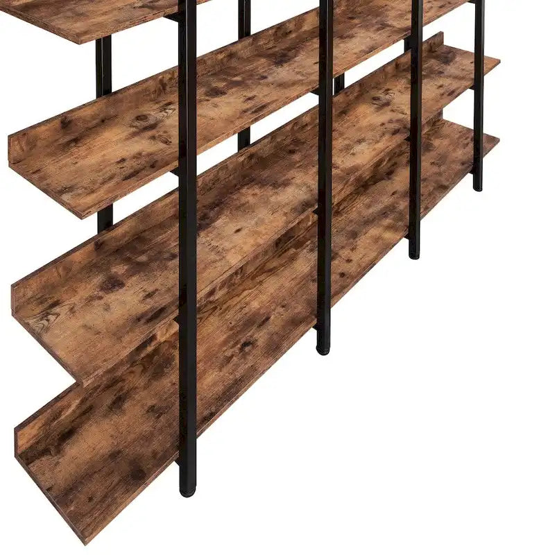 5-Tier Open Bookcase with Steel Frame MDF Shelves White Brown Black Grey