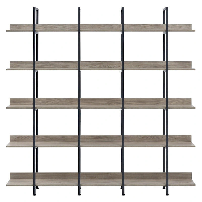 5-Tier Open Bookcase with Steel Frame MDF Shelves White Brown Black Grey