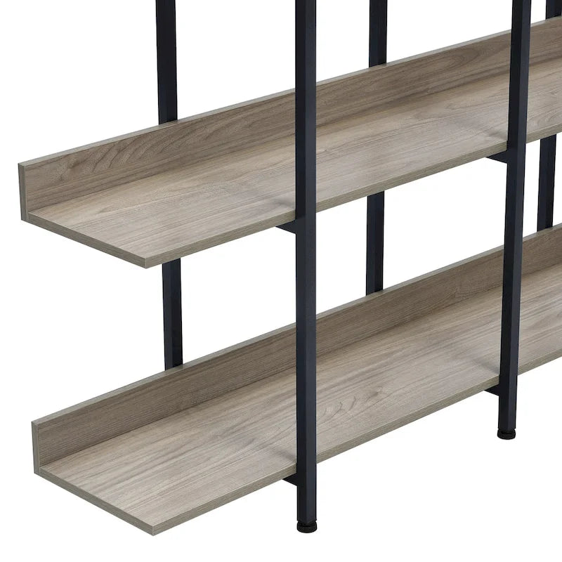 5-Tier Open Bookcase with Steel Frame MDF Shelves White Brown Black Grey