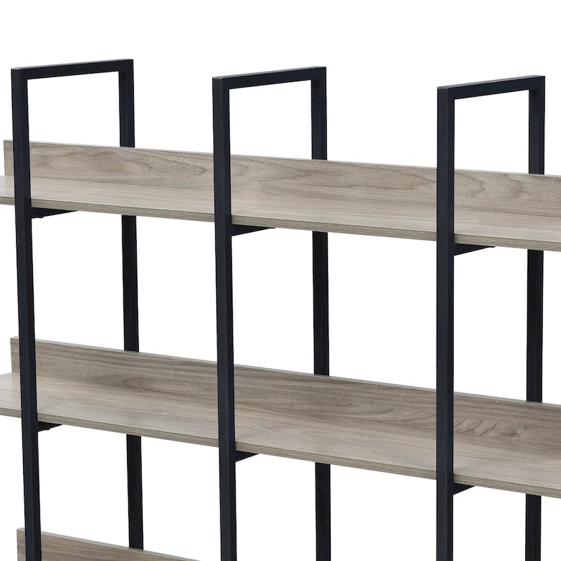 5-Tier Open Bookcase with Steel Frame MDF Shelves White Brown Black Grey