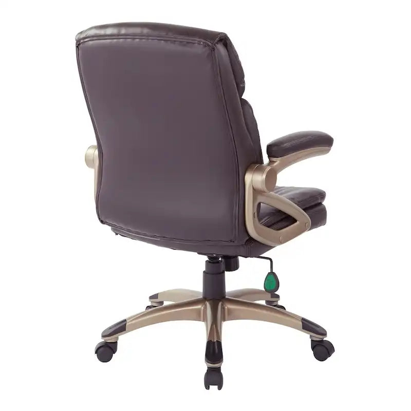 Espresso Bonded Leather Low-Back Executive Office Chair with Flip Arms