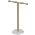 T-Bar Towel Rack with Marble Base, Freestanding Stainless Steel, Brushed Gold, Matte Black, Brushed Nickel