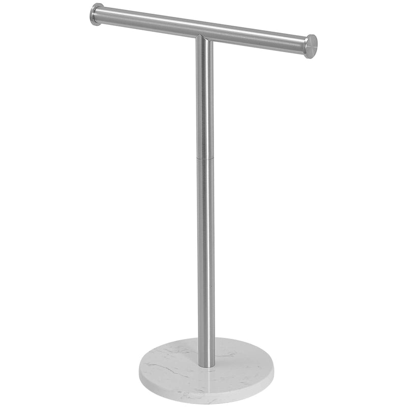 T-Bar Towel Rack with Marble Base, Freestanding Stainless Steel, Brushed Gold, Matte Black, Brushed Nickel