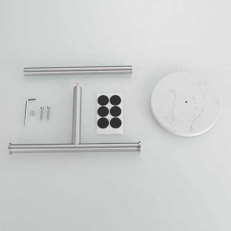T-Bar Towel Rack with Marble Base, Freestanding Stainless Steel, Brushed Gold, Matte Black, Brushed Nickel