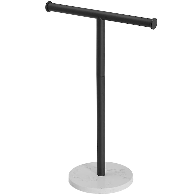 T-Bar Towel Rack with Marble Base, Freestanding Stainless Steel, Brushed Gold, Matte Black, Brushed Nickel