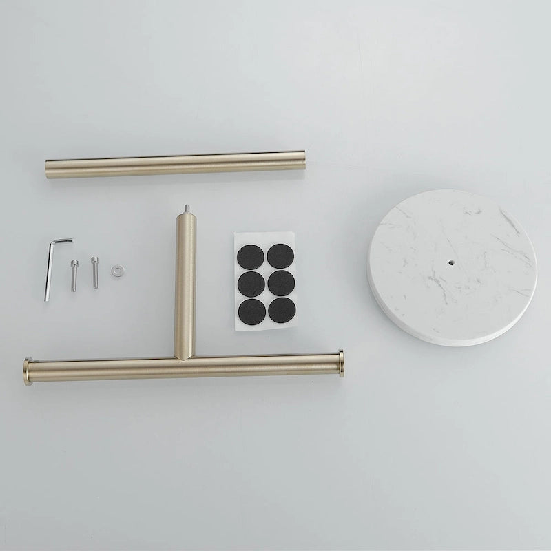 T-Bar Towel Rack with Marble Base, Freestanding Stainless Steel, Brushed Gold, Matte Black, Brushed Nickel