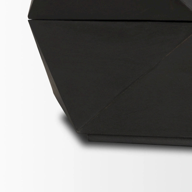 Hexagonal Solid Mango Wood Coffee Table with Hidden Storage Black