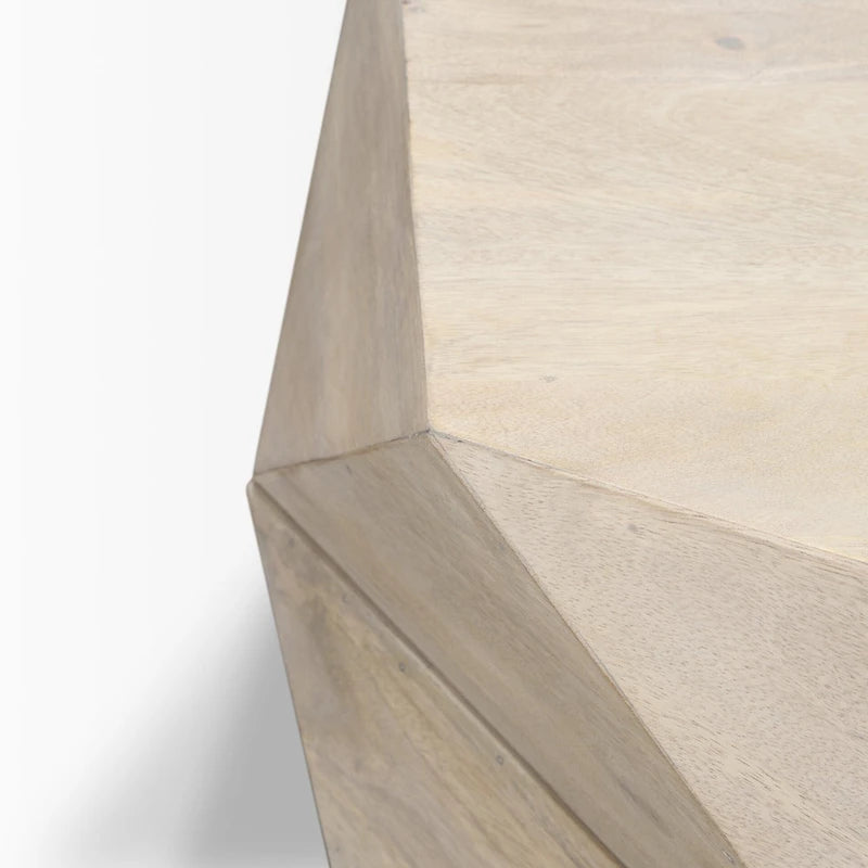 Hexagonal Solid Mango Wood Coffee Table with Hidden Storage Black