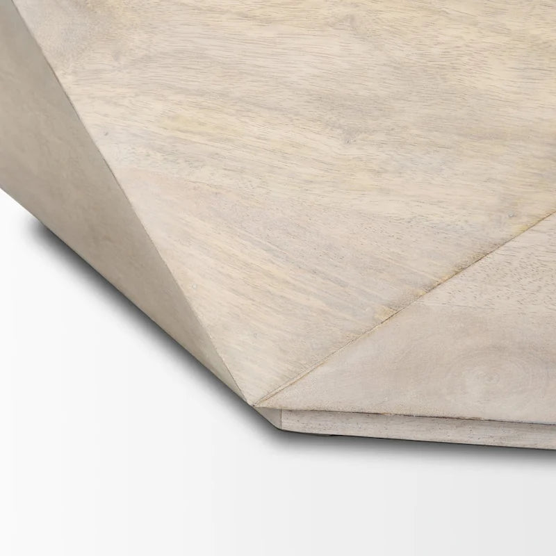 Hexagonal Solid Mango Wood Coffee Table with Hidden Storage Black