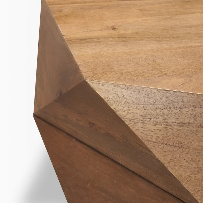 Hexagonal Solid Mango Wood Coffee Table with Hidden Storage Black