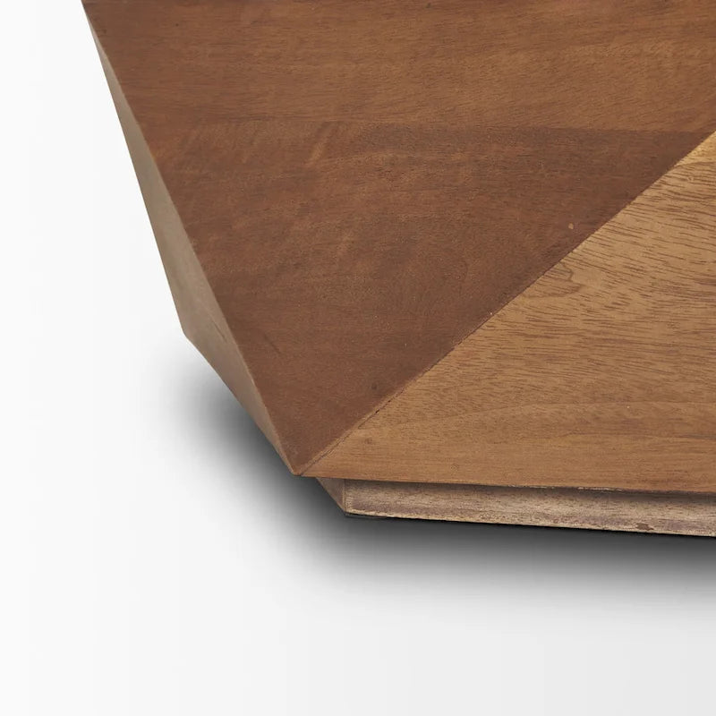 Hexagonal Solid Mango Wood Coffee Table with Hidden Storage Black