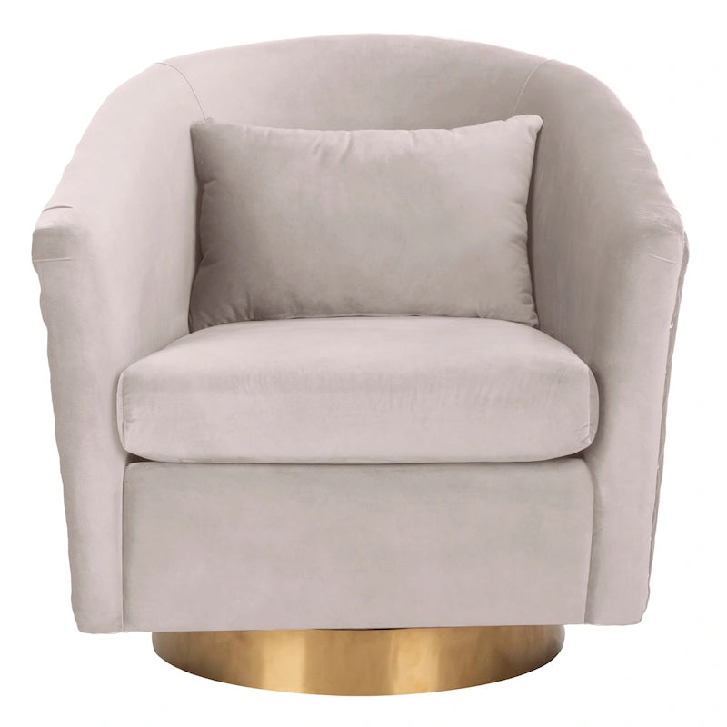 Diamond Quilted Velvet Swivel Tub Chair with Nailhead Trim