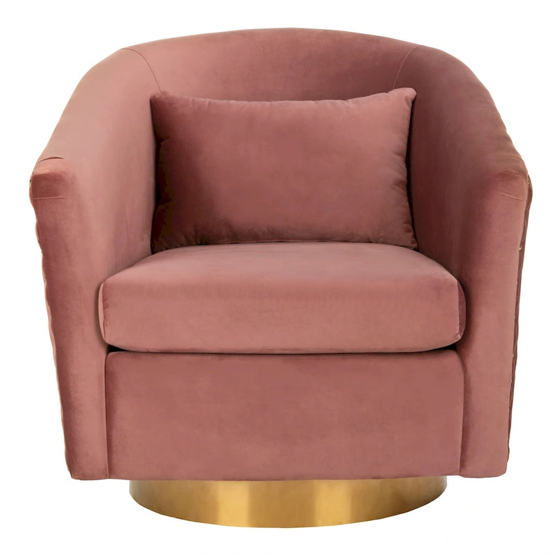Diamond Quilted Velvet Swivel Tub Chair with Nailhead Trim