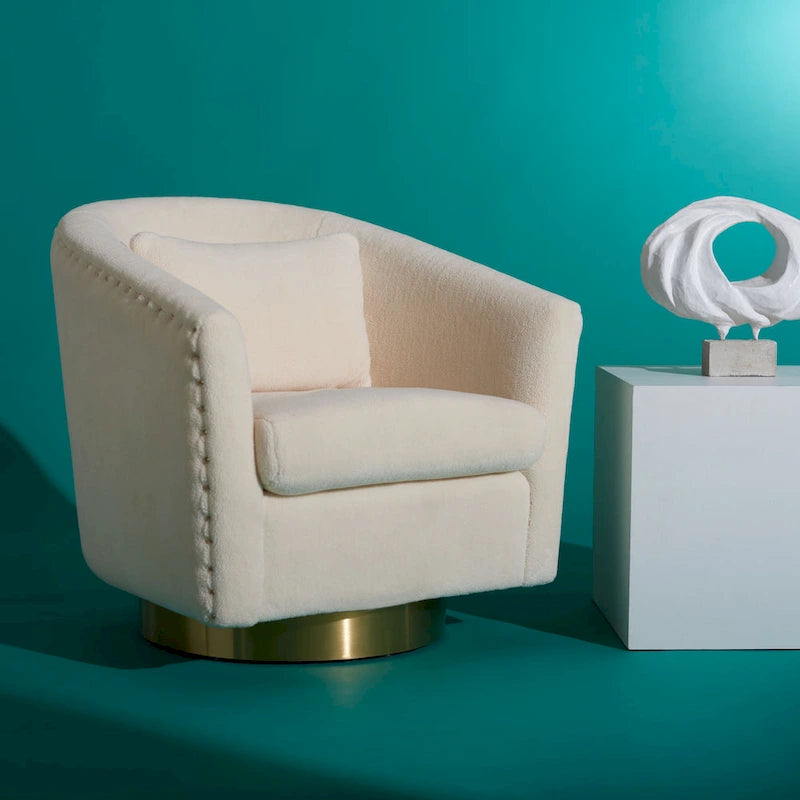 Diamond Quilted Velvet Swivel Tub Chair with Nailhead Trim