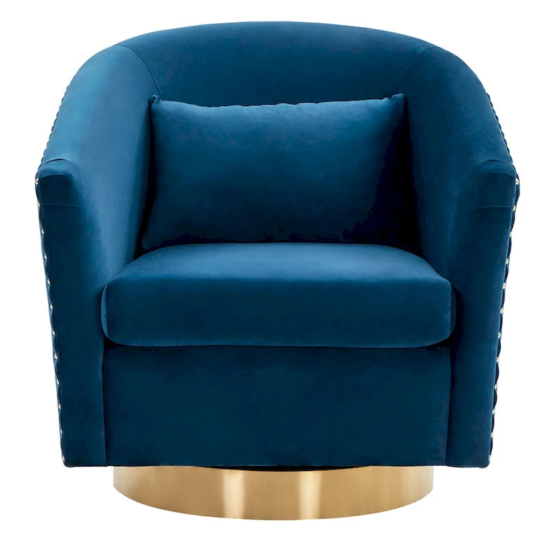 Diamond Quilted Velvet Swivel Tub Chair with Nailhead Trim