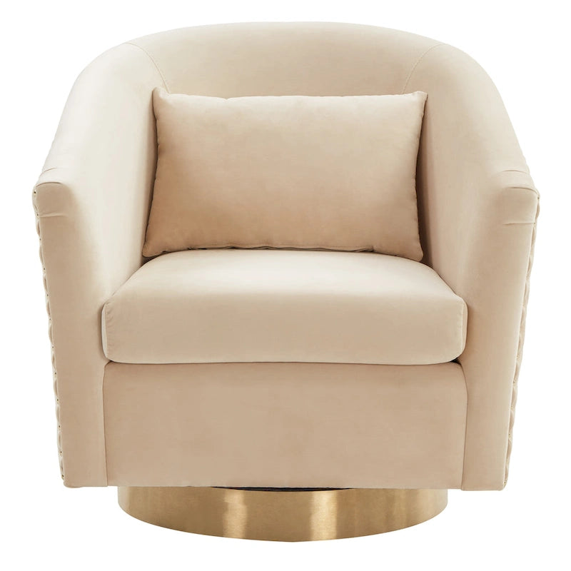 Diamond Quilted Velvet Swivel Tub Chair with Nailhead Trim