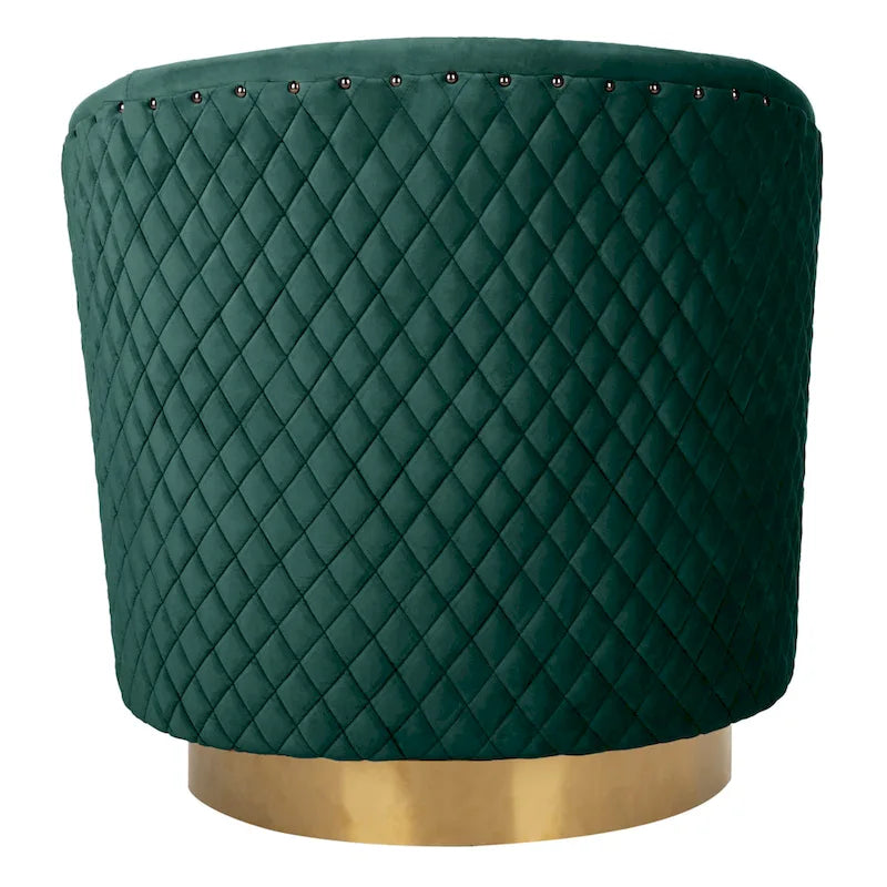 Diamond Quilted Velvet Swivel Tub Chair with Nailhead Trim