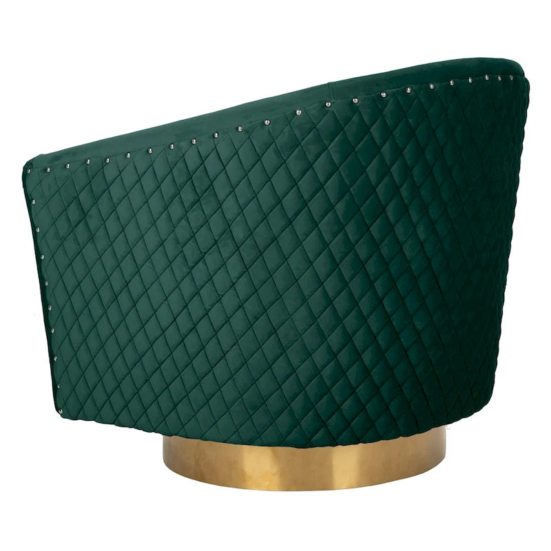 Diamond Quilted Velvet Swivel Tub Chair with Nailhead Trim