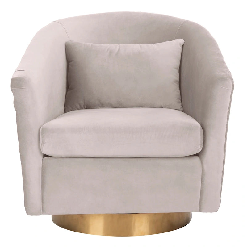 Diamond Quilted Velvet Swivel Tub Chair with Nailhead Trim