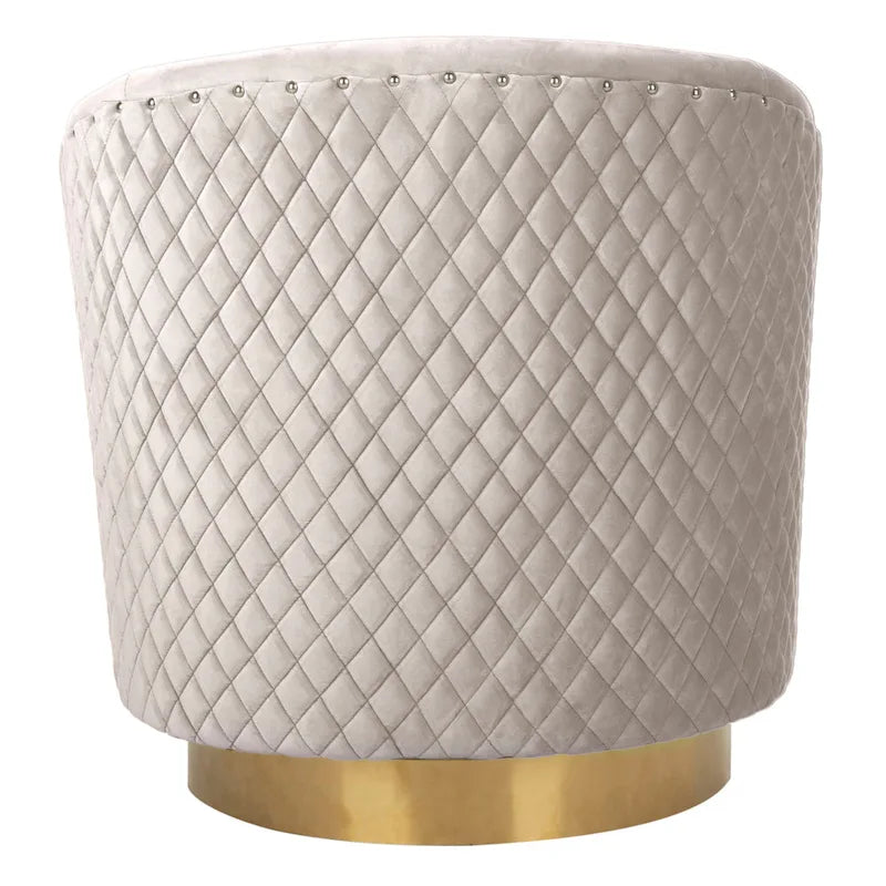 Diamond Quilted Velvet Swivel Tub Chair with Nailhead Trim