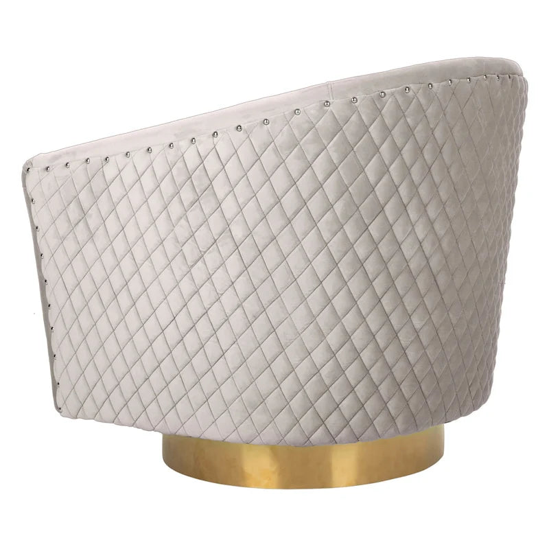 Diamond Quilted Velvet Swivel Tub Chair with Nailhead Trim