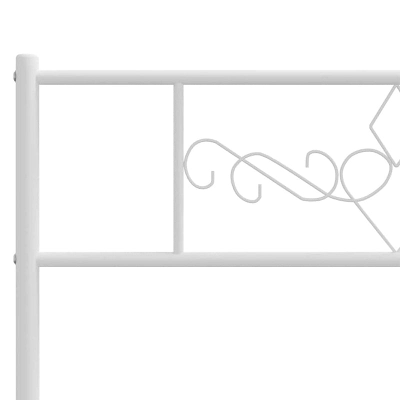 White Metal Bed Frame with Functional Headboard Footboard and Storage Space