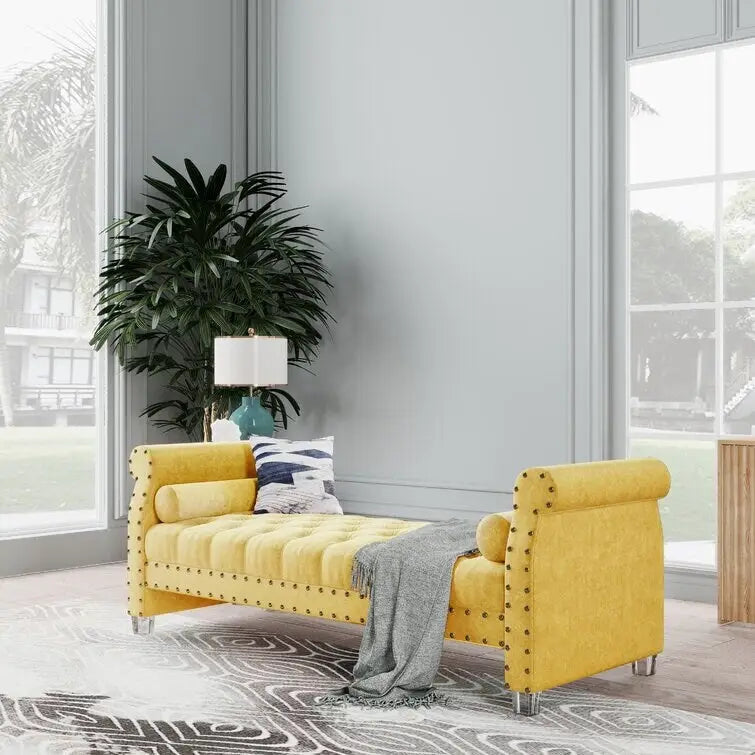 Chesterfield Velvet Tufted Upholstered Bench with Acrylic Legs Multi-Color
