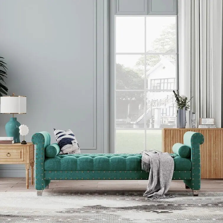 Chesterfield Velvet Tufted Upholstered Bench with Acrylic Legs Multi-Color