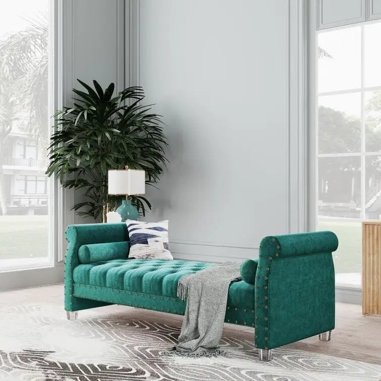Chesterfield Velvet Tufted Upholstered Bench with Acrylic Legs Multi-Color