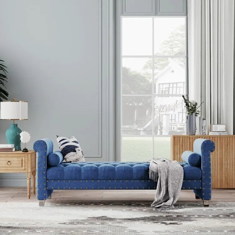 Chesterfield Velvet Tufted Upholstered Bench with Acrylic Legs Multi-Color