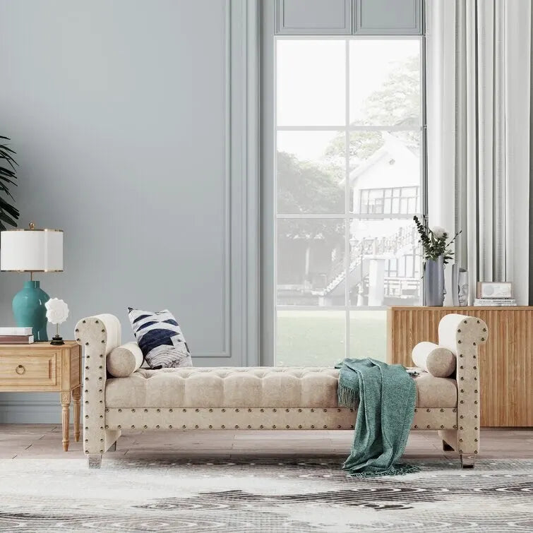 Chesterfield Velvet Tufted Upholstered Bench with Acrylic Legs Multi-Color