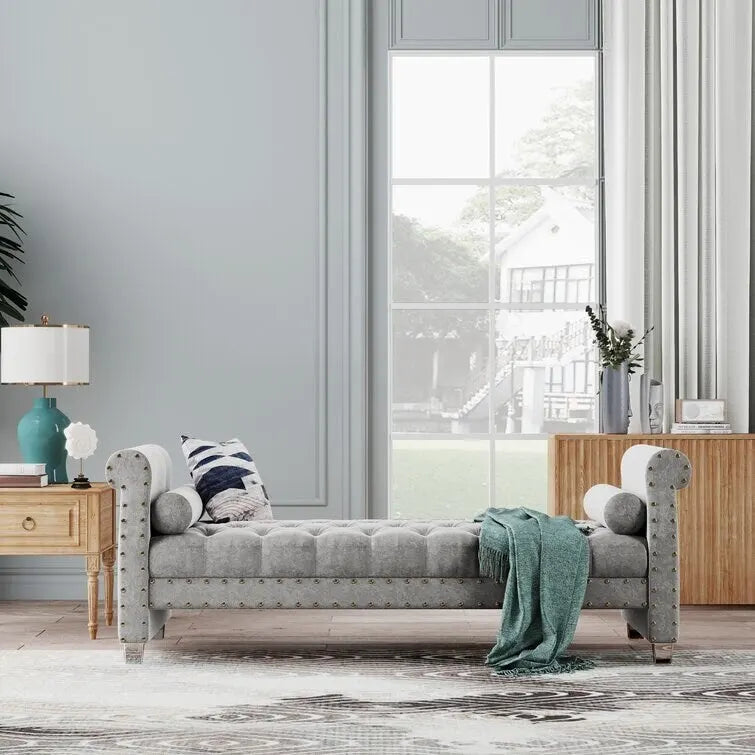 Chesterfield Velvet Tufted Upholstered Bench with Acrylic Legs Multi-Color