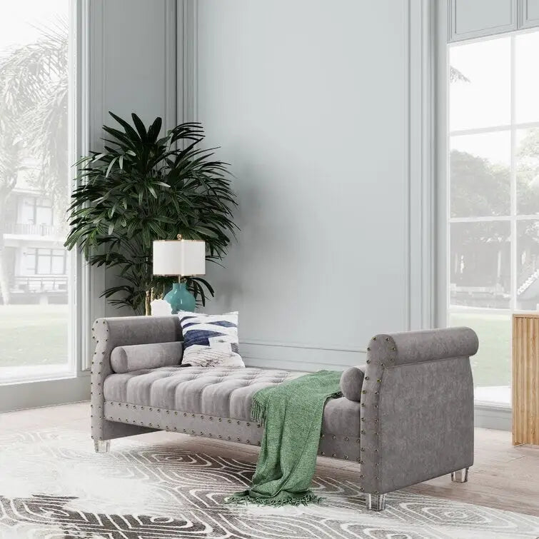 Chesterfield Velvet Tufted Upholstered Bench with Acrylic Legs Multi-Color