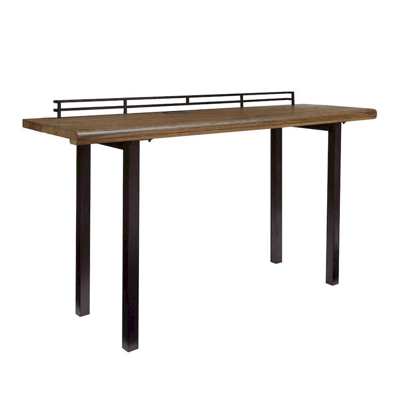 Rustic Reclaimed Wood Counter Table with Black Metal Frame