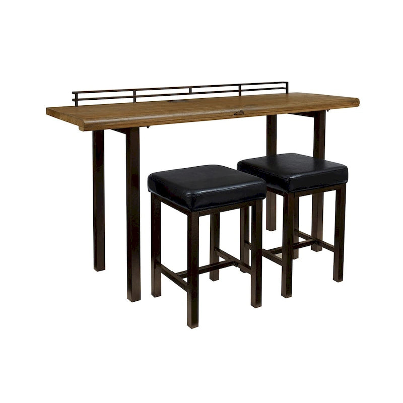 Rustic Reclaimed Wood Counter Table with Black Metal Frame