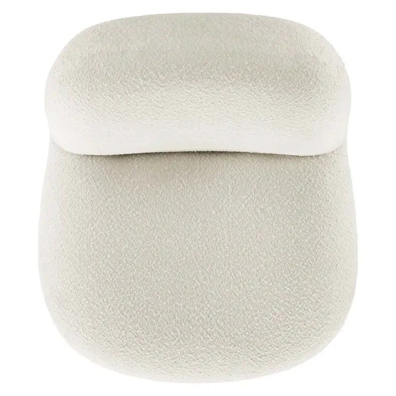 Ivory Boucle Upholstered Swivel Accent Chair with Matte Black Iron Base