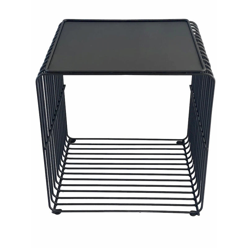 Modern Black Metal Wire Frame Square Side End Table