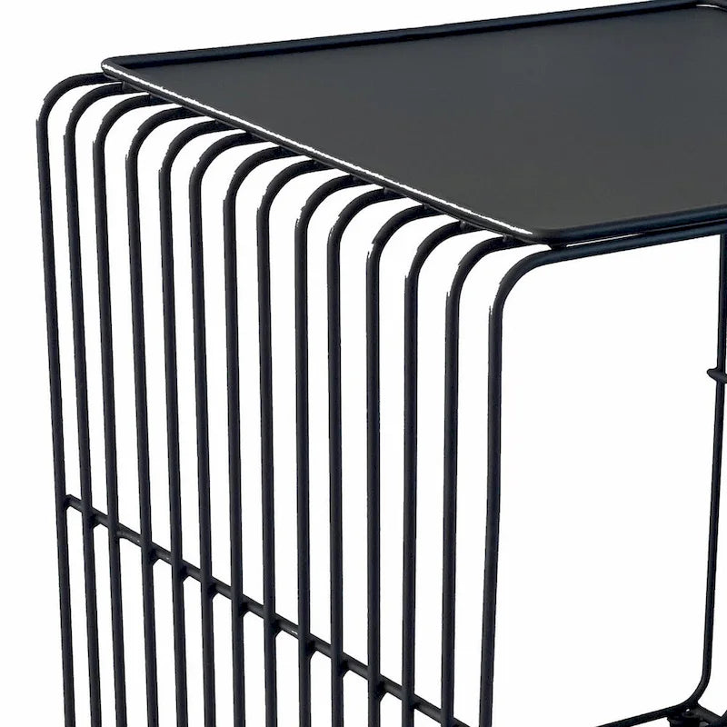 Modern Black Metal Wire Frame Square Side End Table
