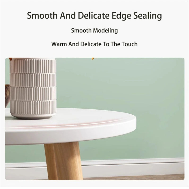 Nesting Oval Coffee Table with Lower Shelf Wood Legs Round Side Table