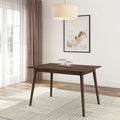 Mid-Century Modern Solid Pine Wood Dining Table Walnut Pecan Finish